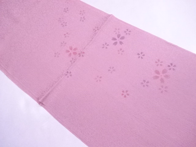 新品　和装小物　帯揚げ　正絹　中国製　洒落糸　桜文　地紋入り　処分品